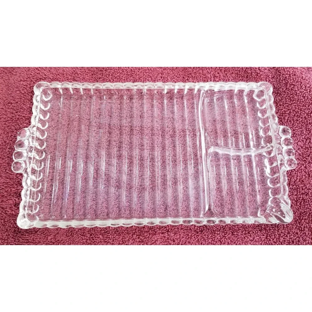 Vintage Indiana Glass–Style 3‑Section Clear Relish Tray (1960s–80s)